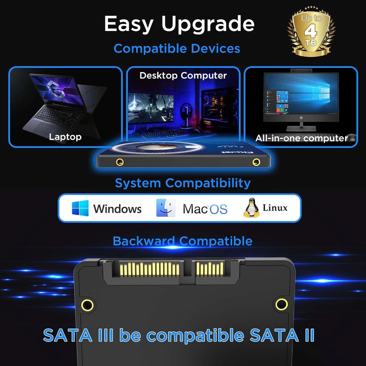 FX815 256GB SSD, 2.5" SATA SSD, Internal Solid State Drive, Up to 560MB/s, 3D NAND SLC Cashe, Compatible with Laptop & PC Desktop