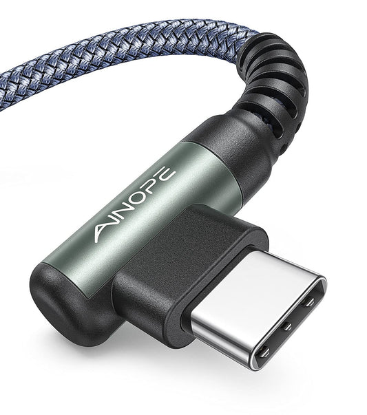 AINOPE 3.3FT USB C Cable 3.1A Fast Charge, Right Angle USBC Charge Cable, Resistant Nylon Braided USB Type C Cable Compatible Galaxy S10 S9 S21, LG V30,V20,G6，USB C Fast Charging Cable