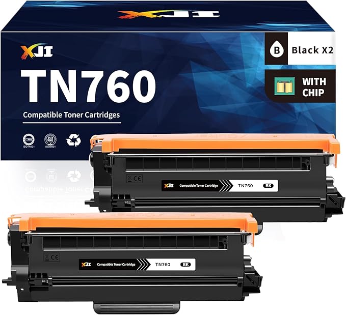 XJI Compatible Toner Cartridges Replacement for Brother TN760 TN-760 TN730 TN-730 High Yield (Black, 2 Pack), for DCP-L2550DW DCPL2550DW HL-L2350DW L2390DW L2395DW MFC-L2710DW MFCL2710DW Printer