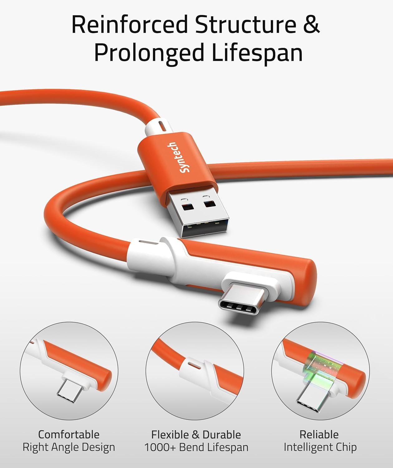 Syntech Link Cable 16 FT Compatible with Meta Quest 3S/Oculus Quest 3, Quest2/Pro/Pico4 Accessories and PC/SteamVR, High Speed PC Data Transfer, USB 3.0 to USB C Cable for VR Headset, Blood Orange