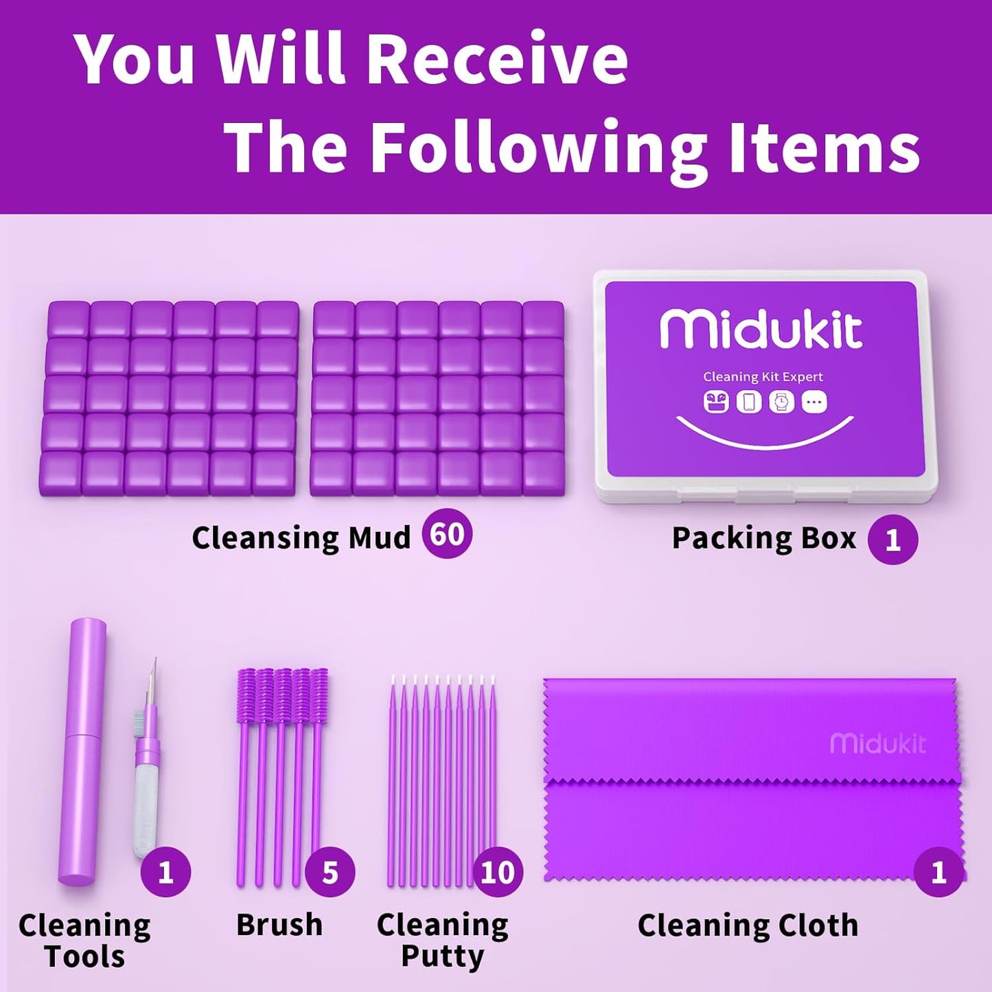 Cleaner Kit for Airpod, Earbud Cleaning Putty, Cleaning Kit Compatible with Airpods iPhone, fits Earbud Phone Ear Wax Dirt, Cleaning with Putty, Cleaning Pen, Microfiber Cleaning Cloth & Brushes