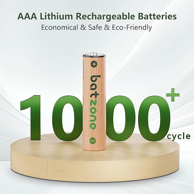 Rechargeable AAA Batteries, 814mWh AAA Batteries Lithium, Long Lasting USB C AAA Rechargeable Battery, 16 Pack with 3 USB-C 2-in-1 Charging Cable Over 1000+ Cycles