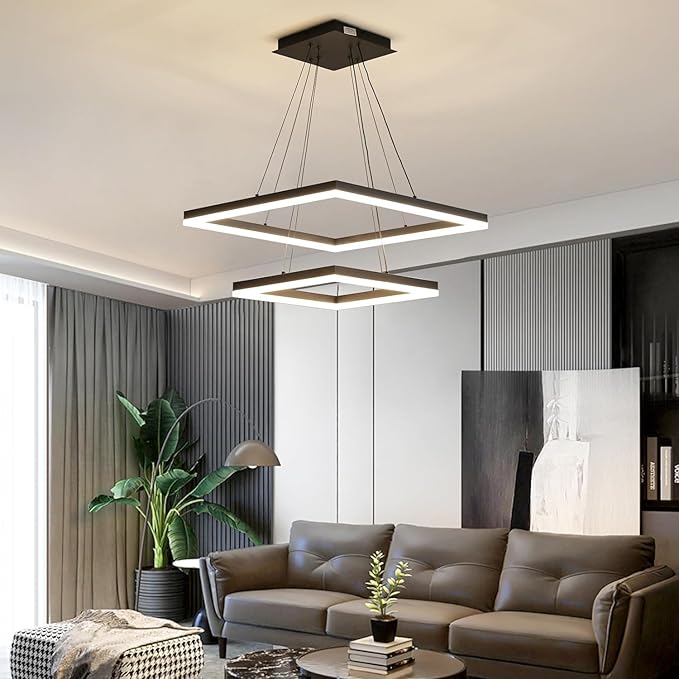 Modern Ceiling Chandelier, with Remote Control Dimmable 3 Color Mode & Brightness (Warm & Cool & Neutral Light) Ceiling Chandelier, Acrylic Anti-Flicker Dining Light Fixture for Kitchen