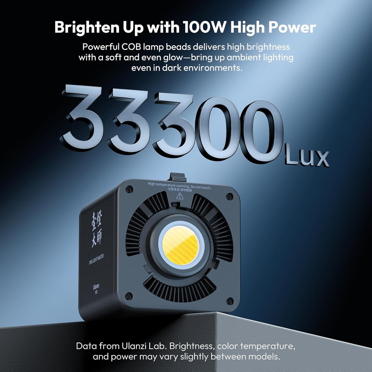 ULANZI 100W Bi-color Portable LED Video Light w DC Power Adapter, 111Wh Build-in Battery Metal Mini Adjustable Color Temperature COB Continuous Output Lighting Handheld Spotlight 2700K-6500K for Video