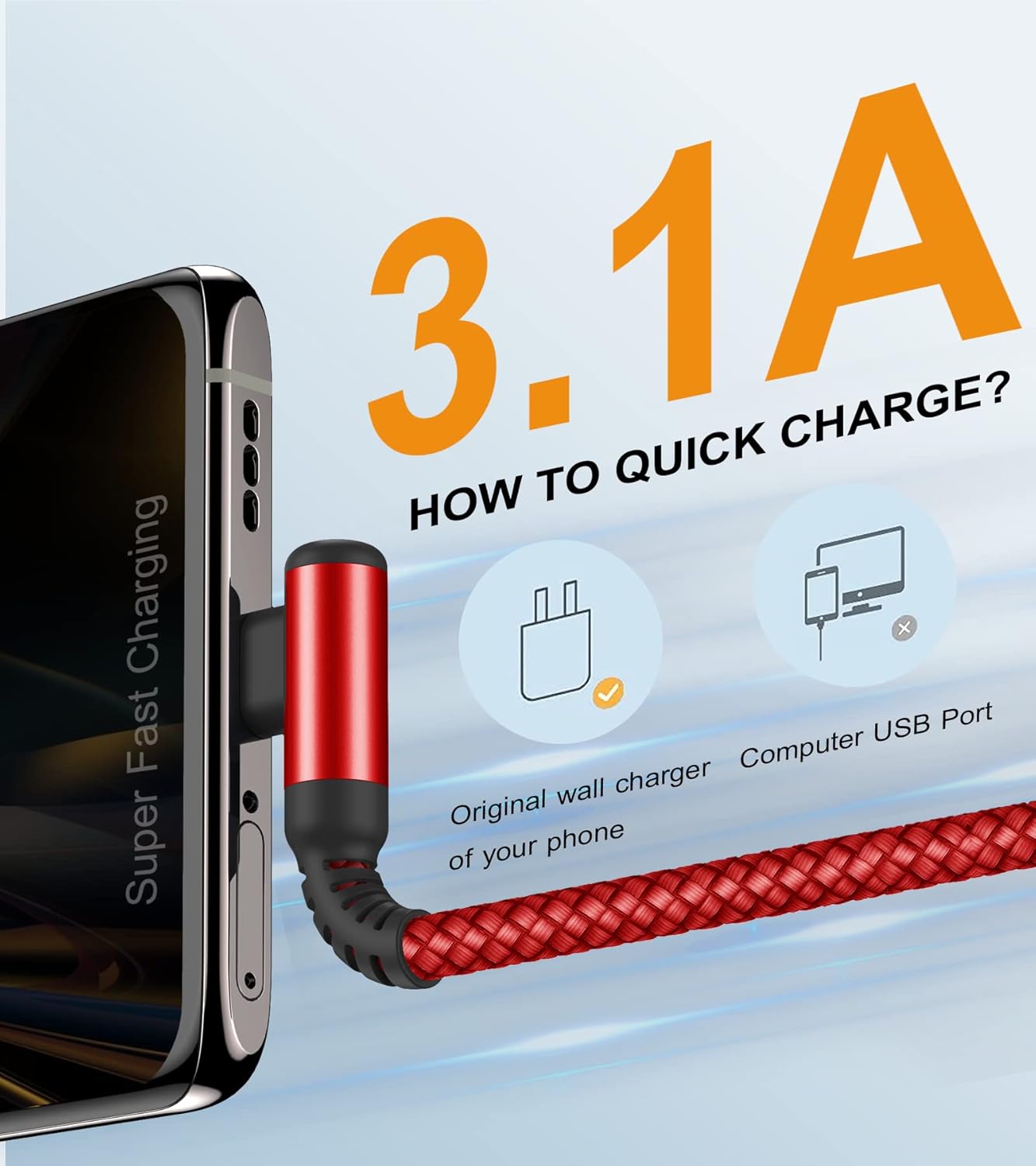 sweguard USB Type C Charger Cable Right Angle [2-Pack,10FT] iPhone 15 Charger Nylon Braided Cord for iPhone 16 15 Pro Max Samsung Galaxy S25 S24 S23 S22 S21 S20 S10 S9 Note A15 A55 Flip Pixel LG Moto
