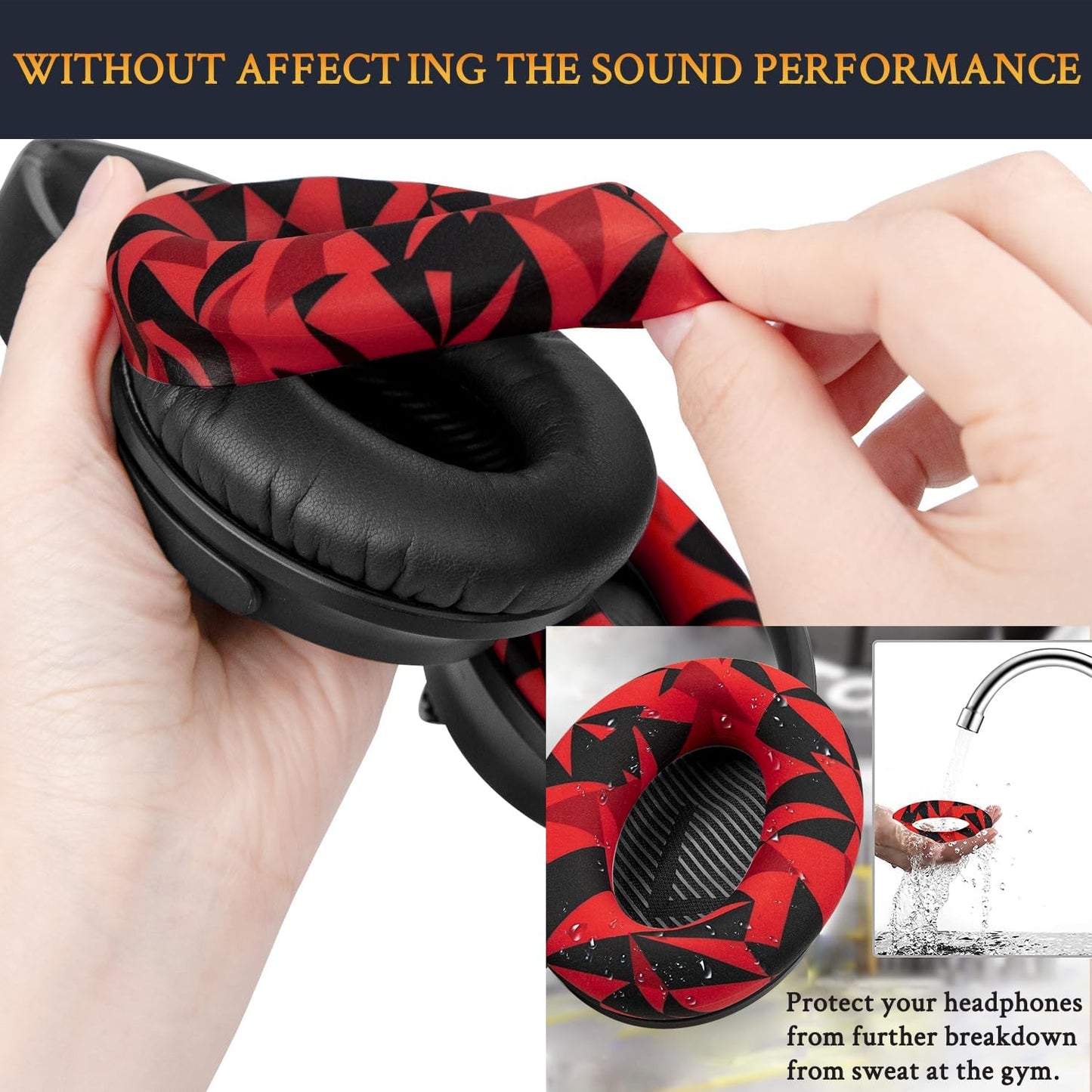 SOULWIT Ear Pads Cushions + Headband + Silicone Earpads Cover Protector, Replacement Kit for Bose QuietComfort 35 QC35, QC35 ii Over-Ear Headphones - Red Storm