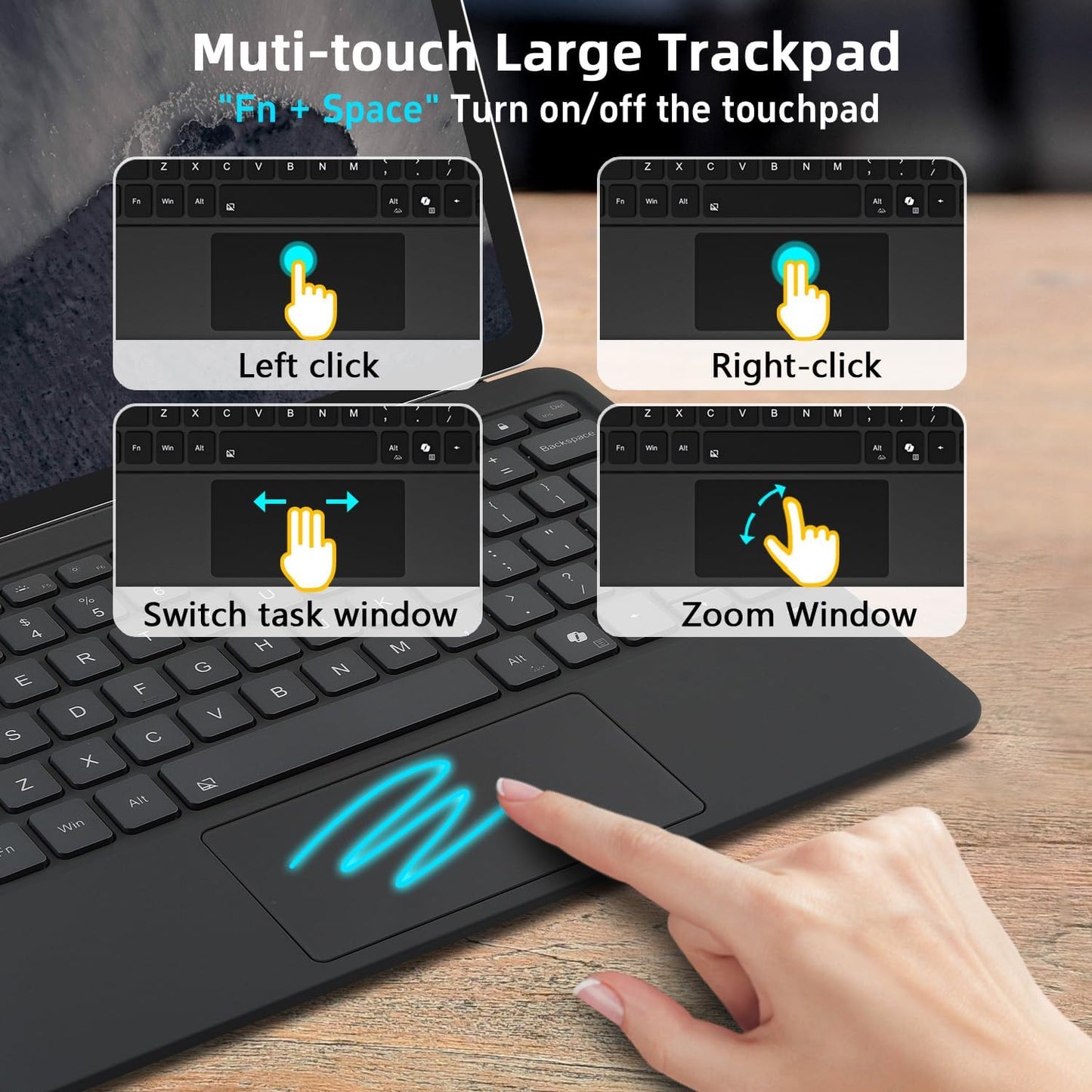 Magnetic Bluetooth Keyboard Cover for Surface Pro 12" 1st 12 inch Laptop Released in 2025 with Backlit (Black)