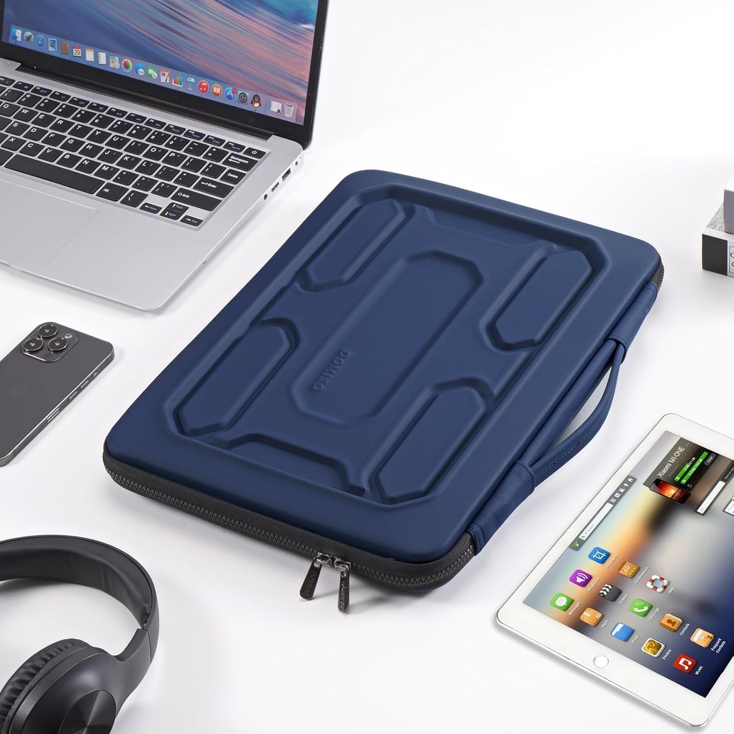 DOMISO 14 inch Laptop Sleeve with Handle Shockproof Computer Bag Waterproof EVA Protective Carrying Case for 14" ThinkPad E480/Yoga 920/13.5" Microsoft Surface Book/HP Pavilion 14 Stream 14,Dark Blue