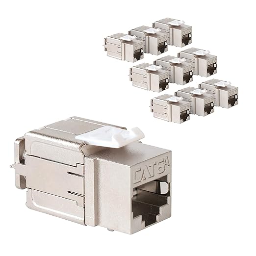 ICC Shielded FTP CAT6A Keystone Jack with Slim Profile 180 Degree Punch Down, 10Gbps RJ45 UL Listed PoE++ TAA Compliant for Wall Plate or Patch Panel, Works with JackEasy Termination Tool, 10 Pack