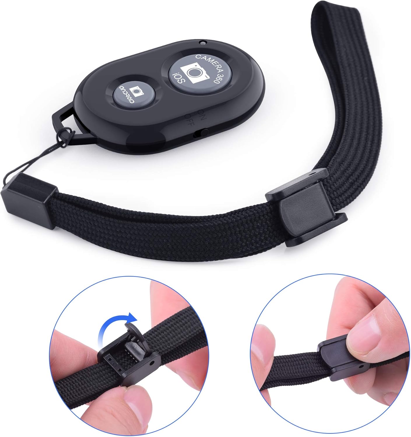 Wireless Camera Remote Shutter for Smartphones (2 Pack), Zttopo Wireless Phone Camera Remote Control Compatible with iPhone/Android Cell Phone - Wrist Strap Included Black&White