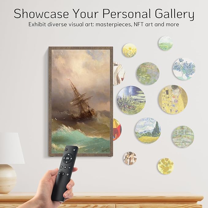 NexFoto 21.5 Inch Large Digital Picture Frame 32GB, WiFi Electronic Photo Frame with Remote Control, Wall-Mountable, Easy to Share Photos/Videos, Gifts for Mom Christmas, Dark Wood