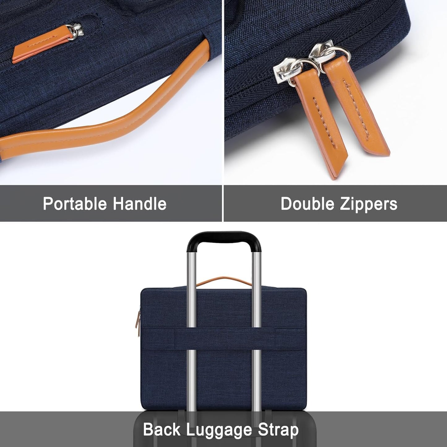 MOSISO 360 Protective Laptop Case 14 inch, 14 inch Laptop Sleeve Compatible with HP Lenovo Dell ASUS Acer, HP, Dell Latitude, Lenovo, Side Open Carrying Case with 4 Zipper Pockets&Handle, Navy Blue