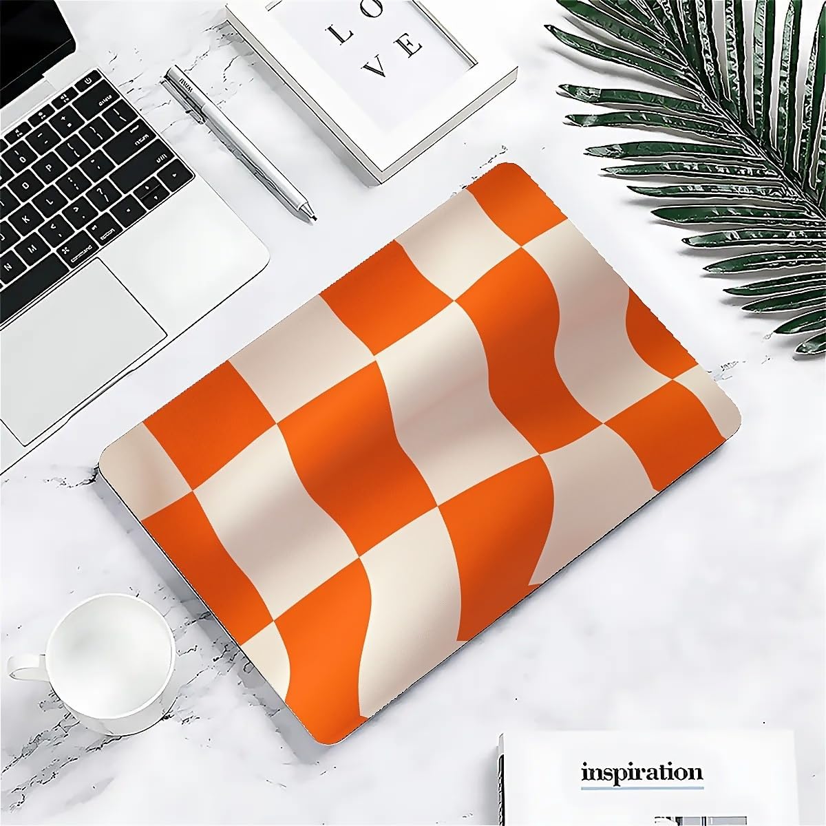 Compatible with MacBook Air 13.3 13.6 Inch Case 2022 2021 2020 2019 Plastic Hard Shell Case Cover,13.6 Air (A2681) M2 2022, Orange and White Checkered Flag