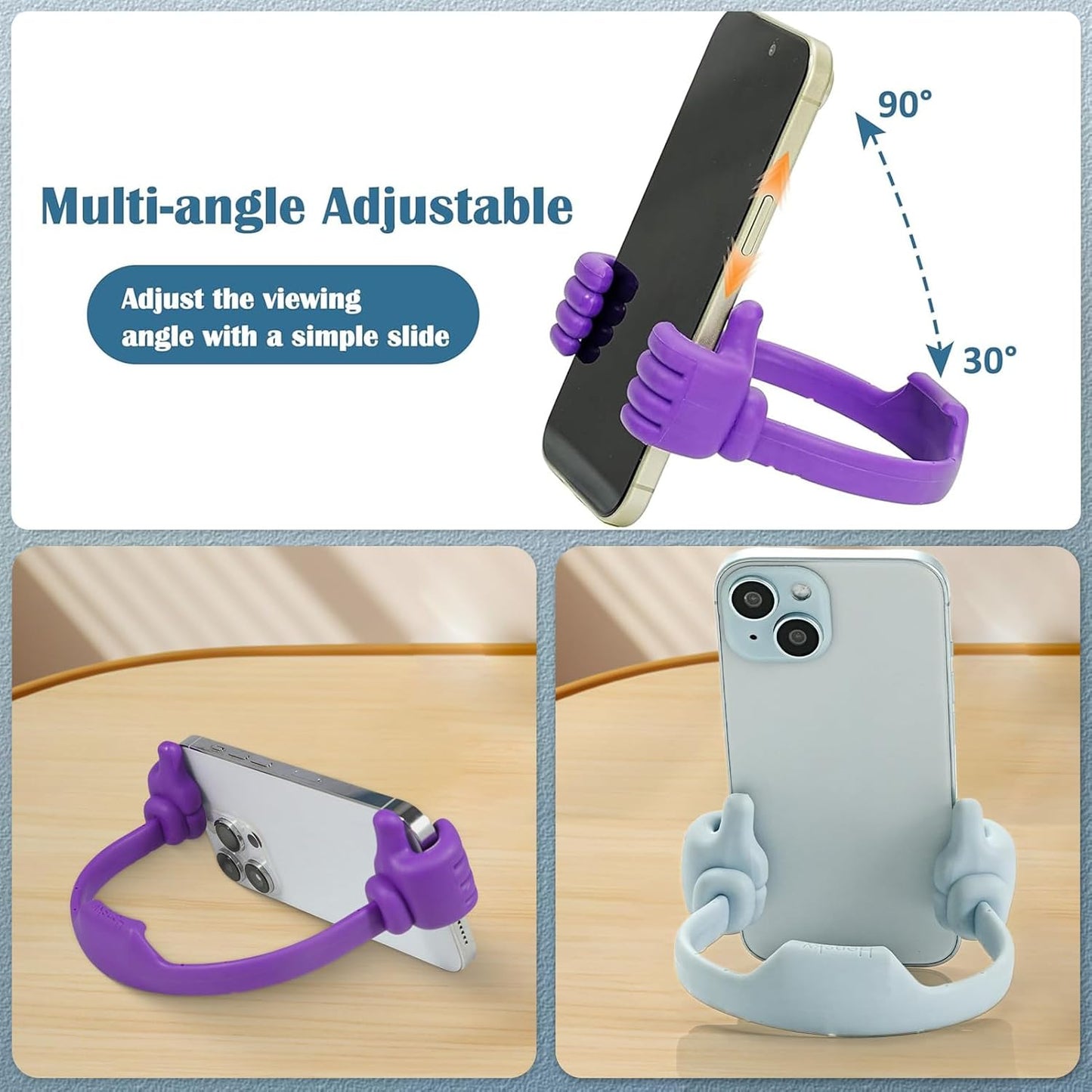 Honsky Cell Phone Stand Holder 2-Pack,Thumbs Up Lazy Phone Stand,Universal Adjustable Flexible Dock for All Phones & Tablets,Cute Stocking Stuffer Gift for Teen Girls,Black