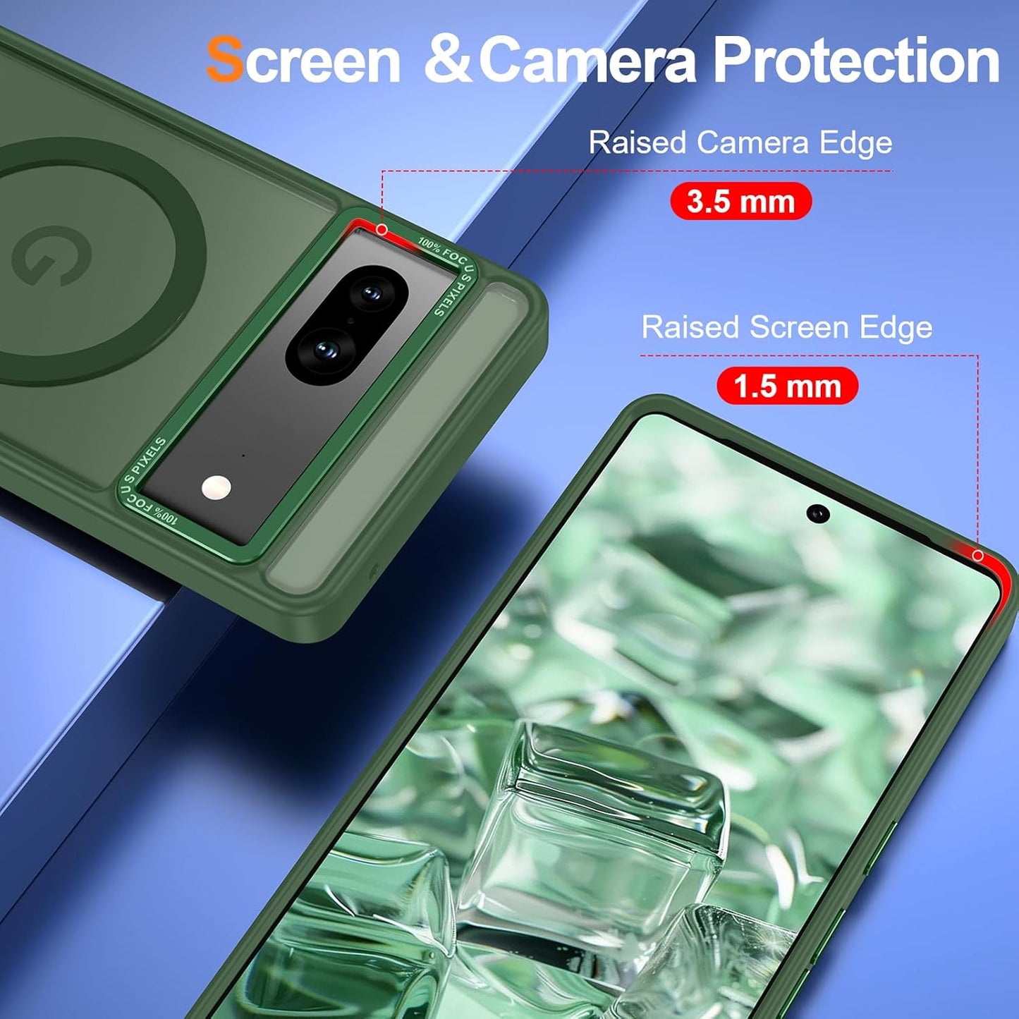 Magnetic for Google Pixel 7 Case, [Military Grade Drop Protection] [Compatible with MagSafe] Shockproof Slim Translucent Matte Anti-Slip for Women Girls Men Case, Forest Green