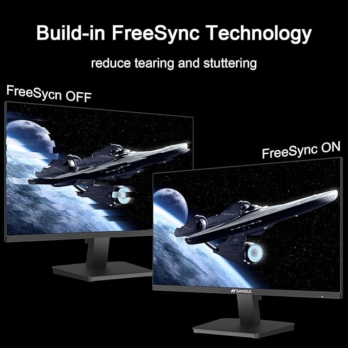 SANSUI 27 Inch Monitor, IPS 120Hz Computer Monitor Full HD 1920 x 1080P with HDMI DP Interfaces, Eye Care, Frameless, 100 x 100mm VESA Mountable (HDMI Cable Included)