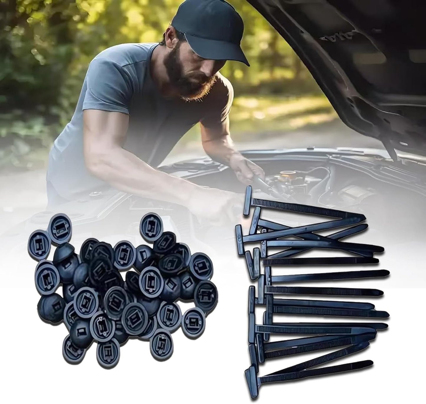 2026 upgraded heavy-duty self-locking nylon cable ties with uv protection for car repair, home, and cable management (100)