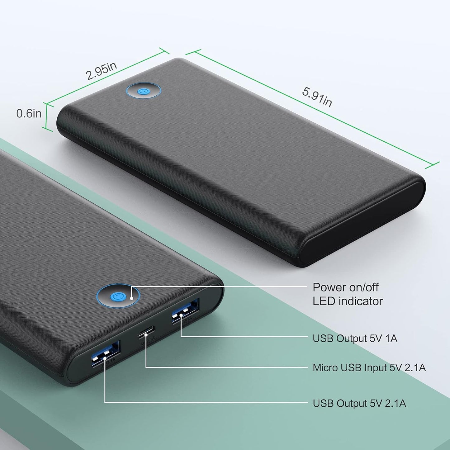 [2 Pack] Portable Charger Power Bank 20000mAh,Ultra Slim Portable Phone Charger with Dual USB Outputs,Backup Charging External Battery Pack Compatible with iPhone 15/14/13/12/11,Android etc-Black+Red