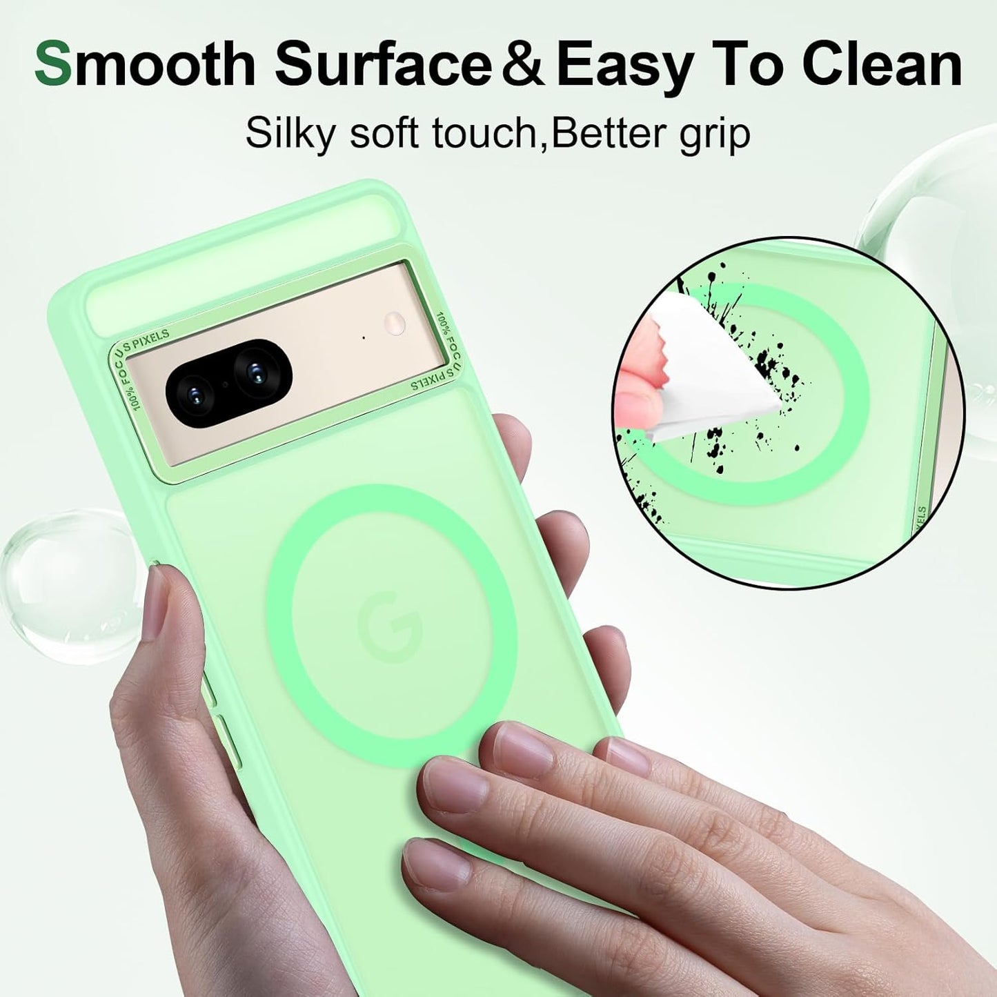 Magnetic for Google Pixel 7 Case, [Military Grade Drop Protection] [Compatible with MagSafe] Shockproof Slim Translucent Matte Anti-Slip for Women Girls Men Case, Matcha Green