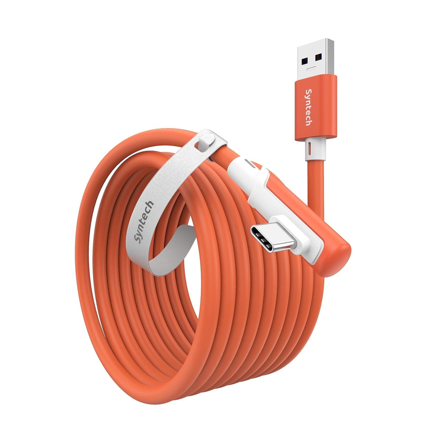Syntech Link Cable 16 FT Compatible with Meta Quest 3S/Oculus Quest 3, Quest2/Pro/Pico4 Accessories and PC/SteamVR, High Speed PC Data Transfer, USB 3.0 to USB C Cable for VR Headset, Blood Orange