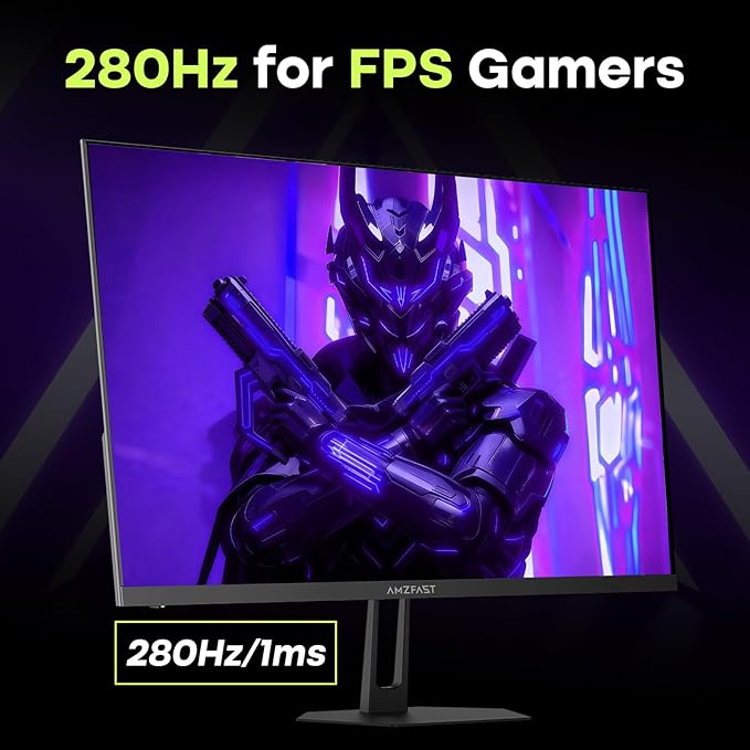 Amzfast 24.5 inch FHD 280Hz/240Hz Gaming Monitor, 1ms Adaptive Sync Fast VA Monitor, 10 Bit, 126% sRGB, 2*HDMI 2.0 & 2* DP1.4, TÜV Rheinland Eye Care,2 Year Warranty Exchange (HDMI & DP Dual Cable)
