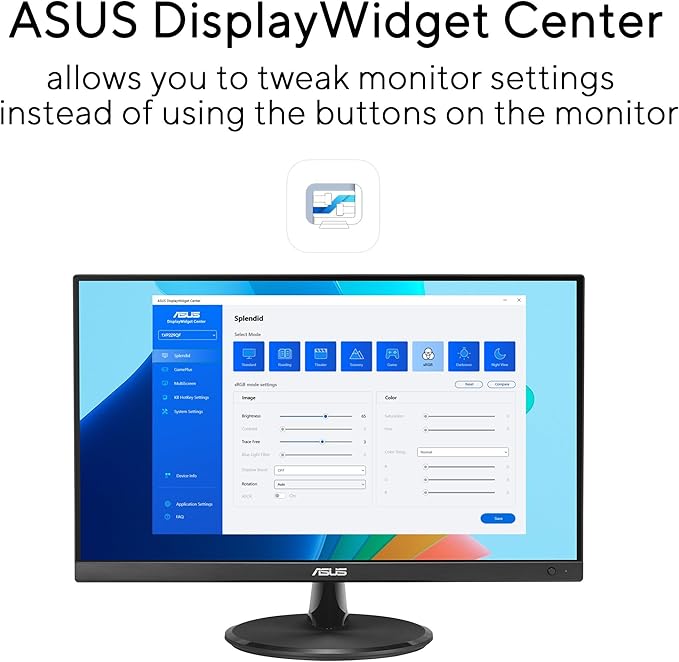 ASUS 22” Eye Care Monitor (VP229QF) – 100Hz, IPS, Full HD, 99% sRGB, Frameless, Adaptive-Sync, DisplayPort, HDMI, Low Blue Light, Flicker Free, Wall Mountable, 3 yr Warranty