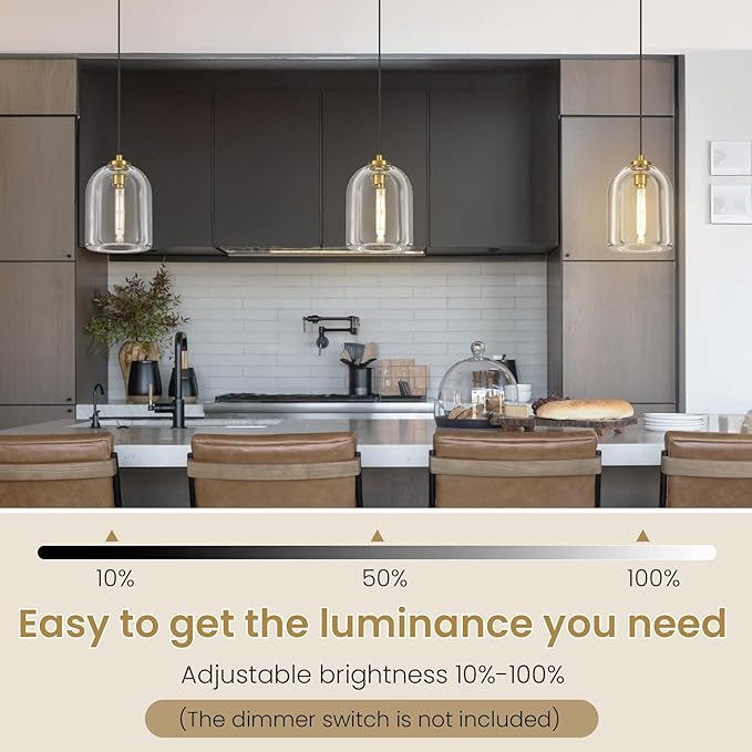 Crystal Pendant Light Kitchen Island: 5.1" Dimmable Vintage Brass Hanging Lights above Dining Table - Modern K9 Crystals Lighting - Luxury Gold Cylinder Pendants Light Fixtures 3000K E12 Bulb Included