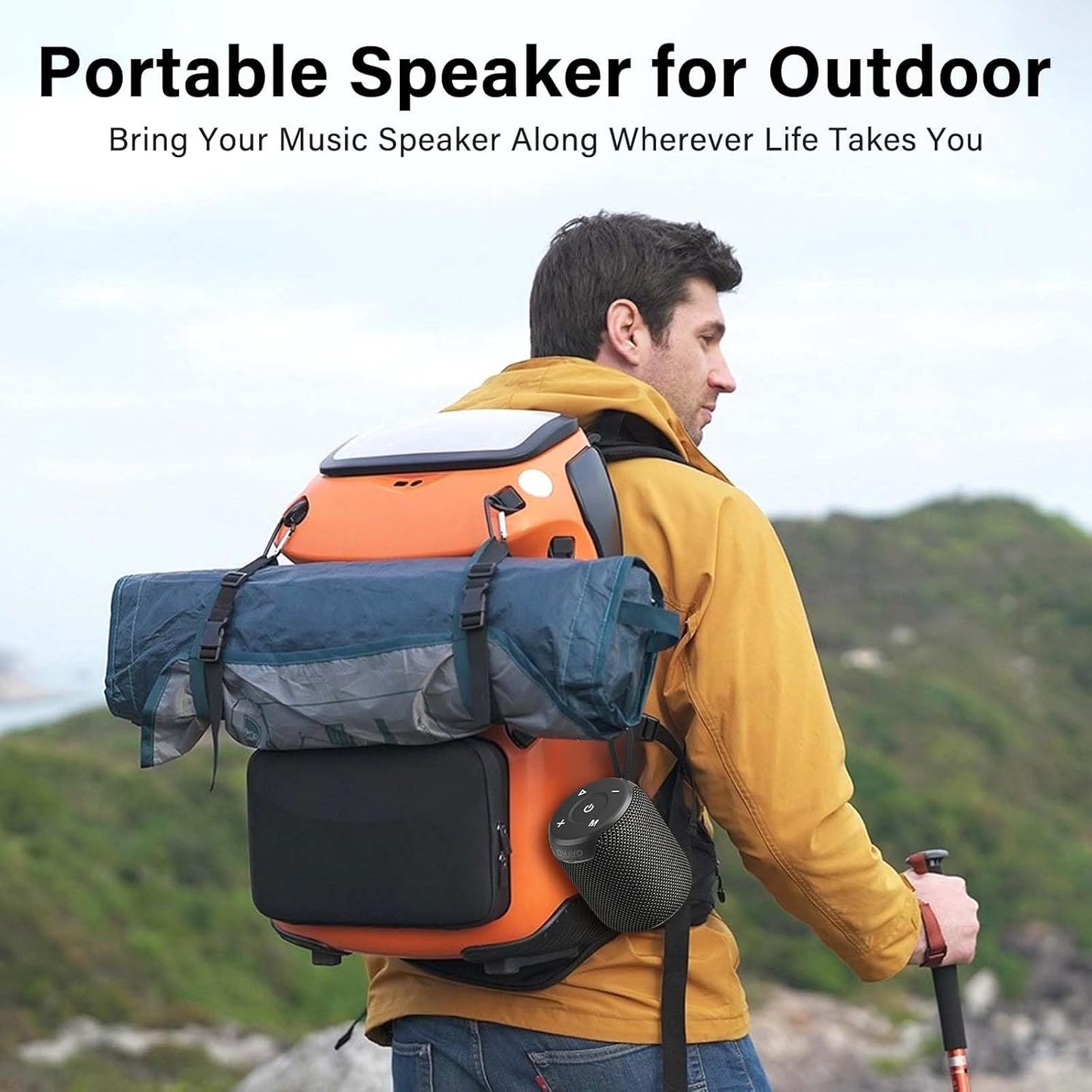 OHAYO Portable Bluetooth Speaker,IPX7 Waterproof Speakers, 15W Loud Stereo Sound, Wireless V5.3, AUX&TF-Card in, TWS, Built-in Mic, Black