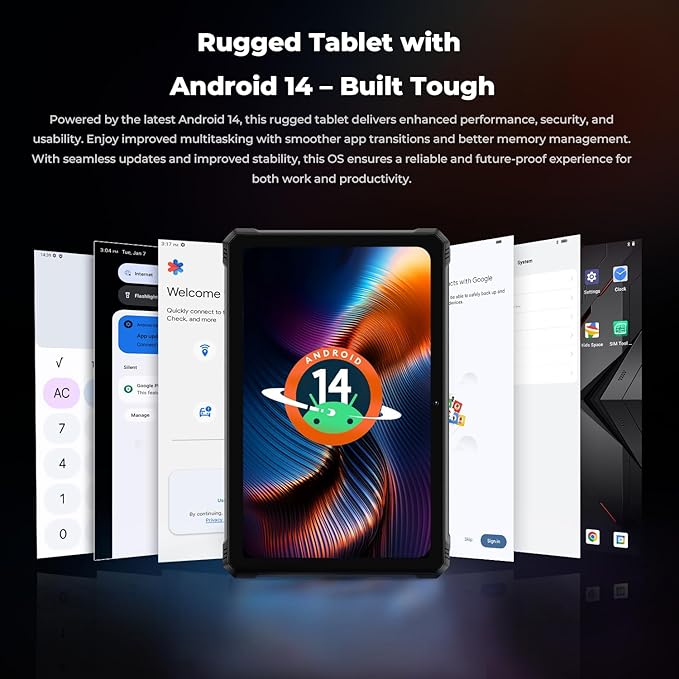 HOTWAV R9 Plus Rugged Tablet 11 inch Android 14 Tablets, 20080mAh Waterproof Tablet, 2K 24GB+512GB/2TB TF Work Tablets, 64MP+16MP Octa-Core IP68&IP69K/4G Dual SIM/5G WiFi/Face ID/GPS/OTG