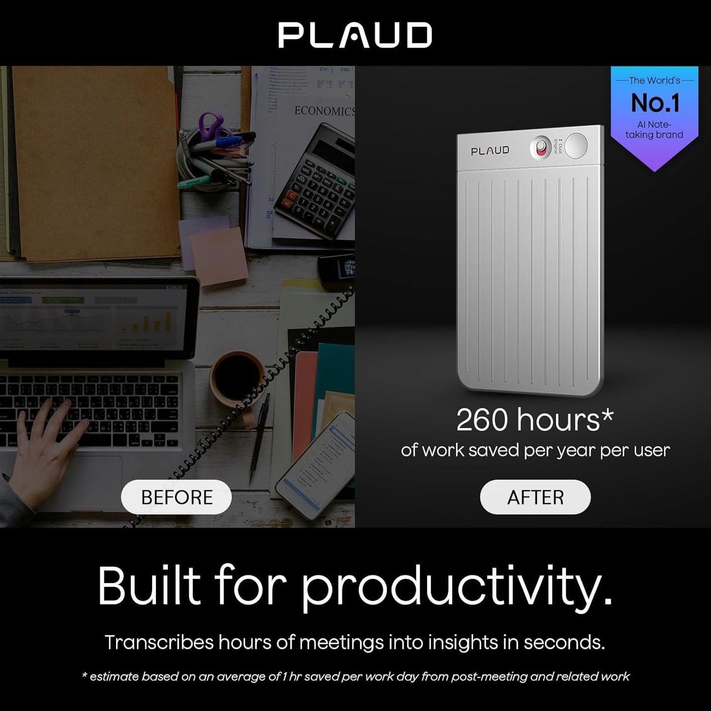 Plaud Note AI Voice Recorder, Voice Recorder w/Case, App Control, Transcribe & Summarize with AI Technology, Support 112 Languages, 64GB Memory, Audio Recorder for Lectures, Meetings, Calls, Silver