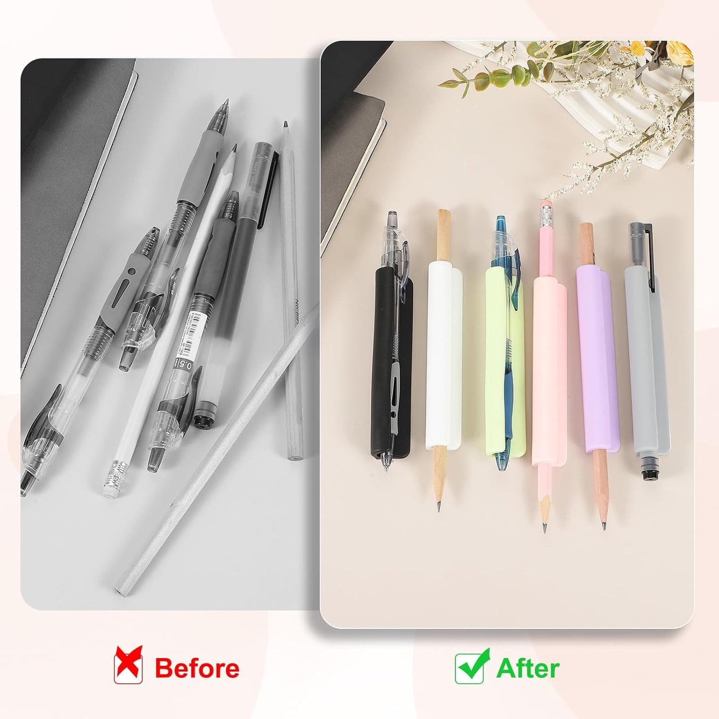 PATIKIL 2 Pcs Adhesive Pencil Holders, 105mm Long Universal Pencil Clip Silicone Pen Holder Office Pen Organizer for Desk Wall Clipboard Notebook Tablet Case Stylus, Black