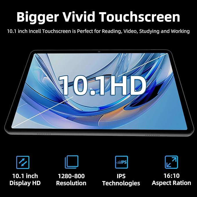 Tablet, 10 inch Android 15 Tablet with Octa-Core Processor, 12GB RAM 64GB ROM 2TB Expand, 1280x800 HD Touchscreen, GPS, WiFi 5, Dual Camera, BT5.0, 6000mAh, Widevine L1 (Black)