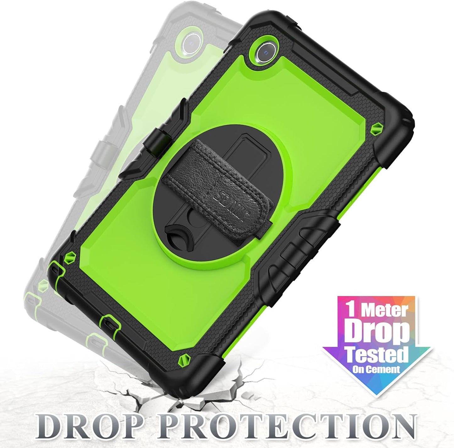 SEYMAC stock Tablet Case for Lenovo Tab M11 (TB-330FU/TB-330XU) 11 inch Drop-Proof Protection Cover with 360° Rotate Stand & Strap [Pen Holder] & Screen Protector/K11/Xiaoxin Pad 2024, Green+Black