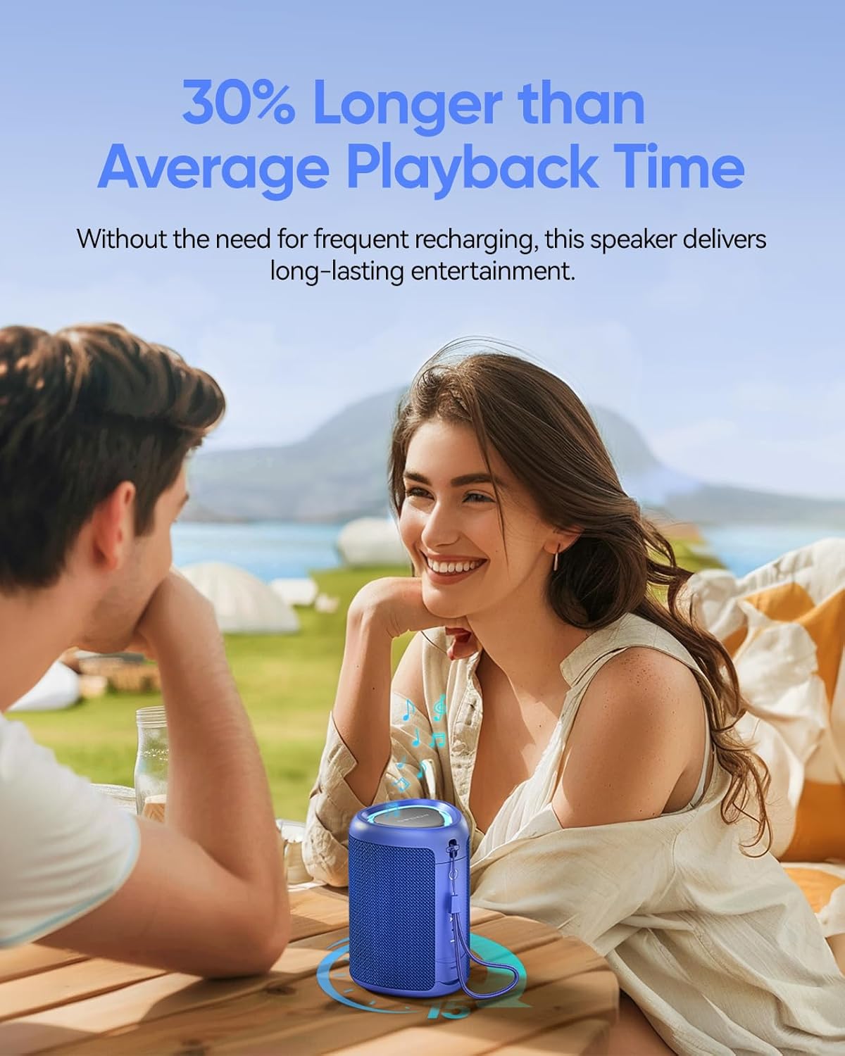 Portable Bluetooth Speaker with Lights, Powerful Crystal Clear Sound, IPX5 Waterproof, All Day Playtime, AUX&TF-Card Input, Bluetooth 5.3, TWS Paring, Small Wireless Speaker for Outdoor, Gift Ideas