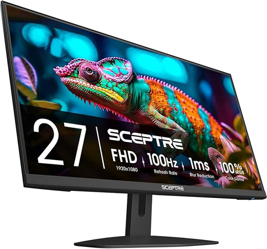 New! Sceptre 27-inch Gaming Monitor 100Hz 1ms DisplayPort HDMI x2 100% sRGB AMD FreeSync Build-in Speakers, Eye Care Frameless Machine Black 2026 (E275W-FW100T Series)