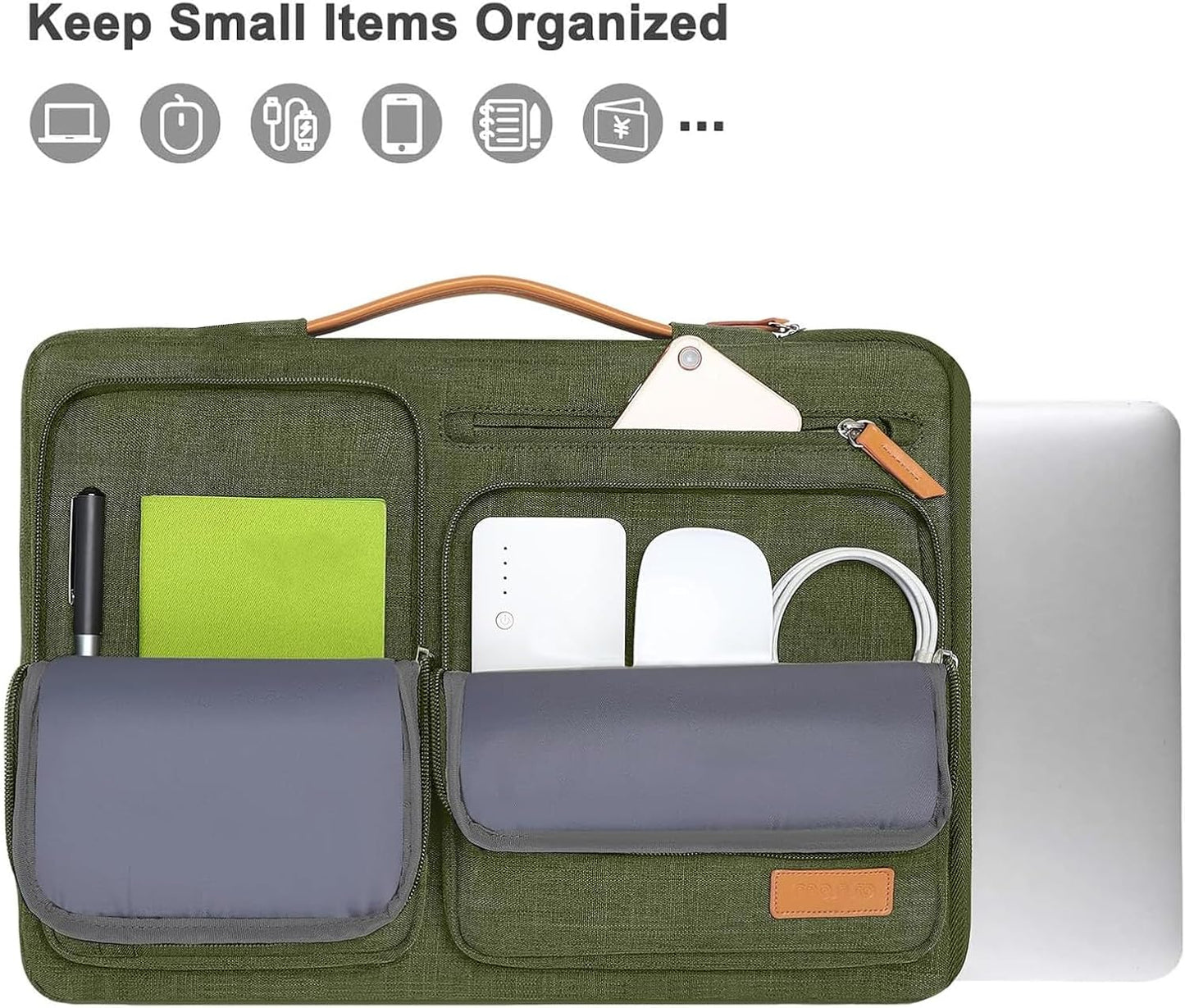 MOSISO 360 Protective Laptop Case 16 inch, 15-15.6 inch Laptop Sleeve Compatible with MacBook Pro 16, HP, Acer, Dell, Lenovo, ASUS, Side Open Carrying Case with 4 Zipper Pockets&Handle, Olive Green