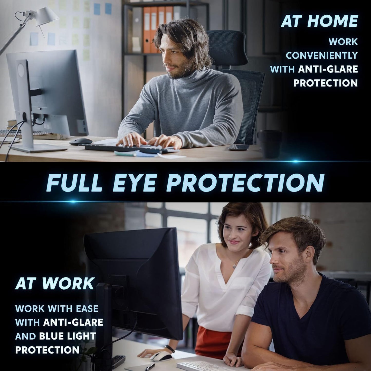[2 Pack] 27 Inch Computer Privacy Screen Filter for 16:9 Aspect Ratio, Eye Protection, Anti-Glare, Anti-Blue Light Computer Monitor Privacy Filter, Removable Anti-Scratch 27in Protector Film