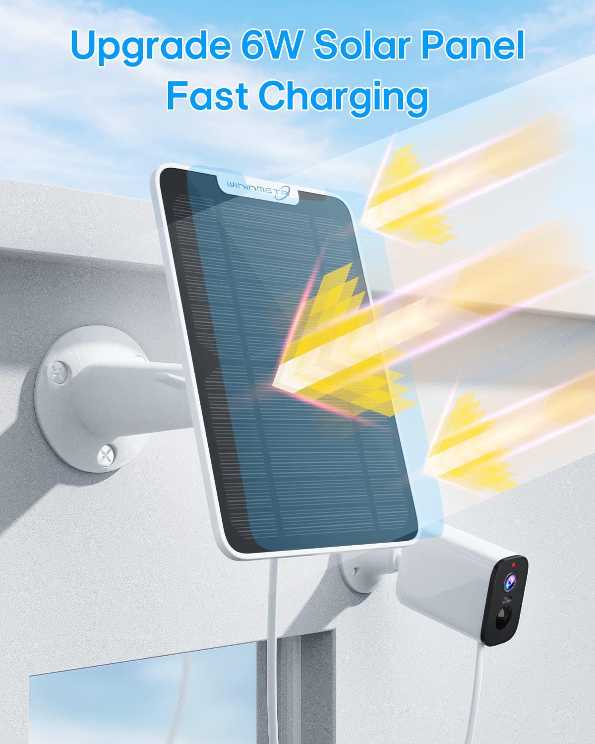 6W Solar Panel Charger Compatible with Arlo Ultra/Ultra 2/Pro 3/Pro 4/Pro 3 Floodlight Security Camera, Solar Panels Charging IP65 Weatherproof w/ 9.8ft Charging Cable Adjustable Wall Mount, 3 Pack