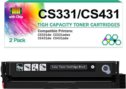 20N10K0 Black Toner Cartridge(with chip) for Lexmark CS331dw CS431dw CX331adwe CX431adw Printer,1,500 Pages High Yield Ink Cartridge Compatible 20N1HK0,20N1XK0 (1 Pack Black)
