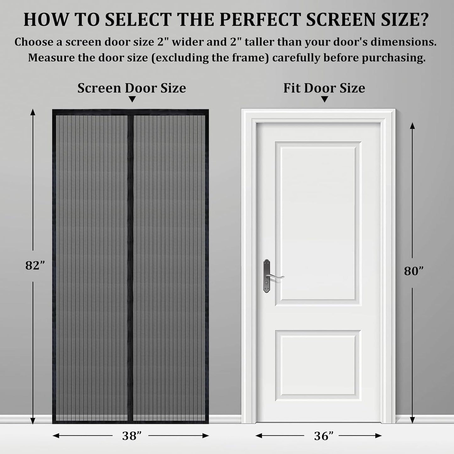 Magnetic Screen Door - Self Sealing, Heavy Duty, Hands Free Mesh Partition Keeps Bugs Out Let Breeze in- Pet and Kid Friendly - Keep Open Feature - Fit Door Size 36 x 80 Inch