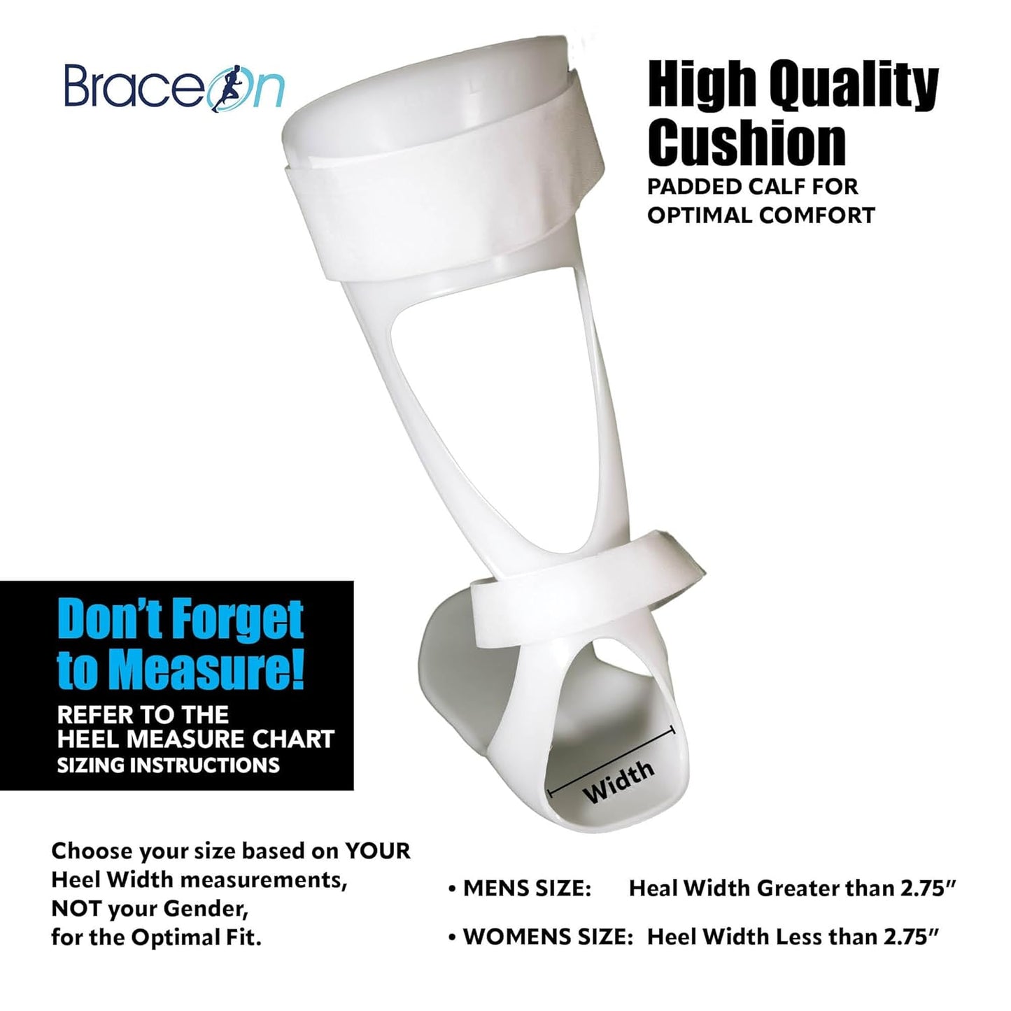 BraceOn AFO Swedish Drop Foot Stabilizer for Walking and Exercise, Drop Foot Braces for Men, AFO Brace & Foot Drop Braces, Foot Boot for Injured Foot, Men, Right