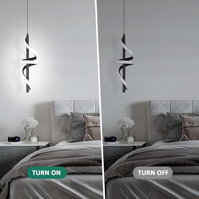 CANEOE Black Pendant Light Fixtures, 3000K-6000K Dimmable Modern LED Pendant Lights,Kitchen Island Pendant Lighting for Dining Room Bar Living Room Bedroom Hanging Light Fixtures,1 Pack