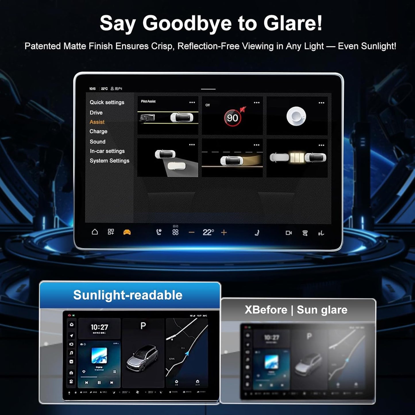 Tempered Glass Screen Protector for Tesla 2024 2025 Model 3 Highland & 2025 Model Y Juniper, Center Control Navigation Touch Screen, Car Screen Protector Accessories, 9H Anti-Glare Anti-Fingerprint, Matte