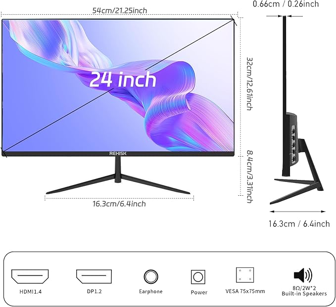 24 Inch FHD Gaming Monitor, 1080P IPS Computer Monitor with 100Hz, 1ms Response Time, 1000:1 Contrast Ratio, VESA Compatible, Tilt Adjustable, AMD FreeSync, Build-in Speakers