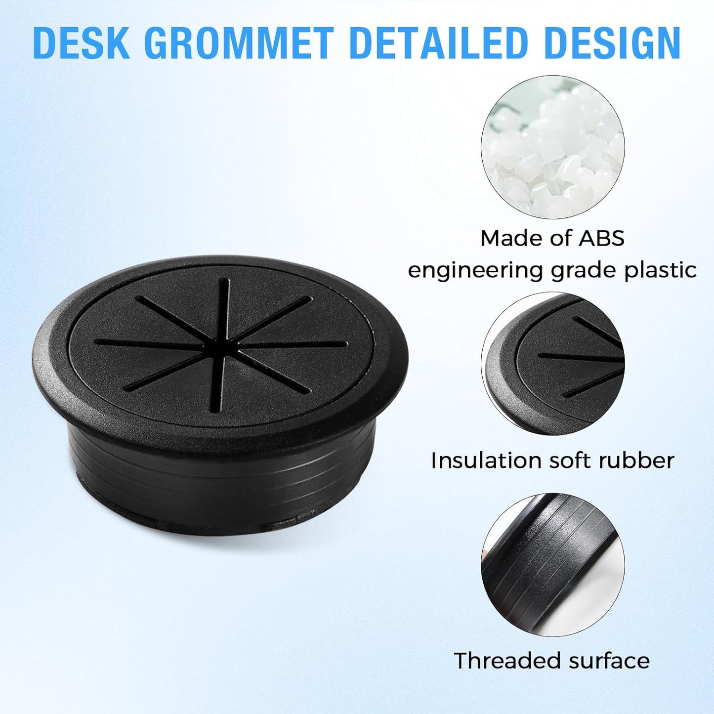 Desk Grommet 2" (50 mm), Desk Hole Cover for Cables Brown, Cable Grommet ABS Plastic, Desk Hole Grommet for Office and Home Table Cable, Detachable & Flexible Cable Cord Organizer-4 Pcs