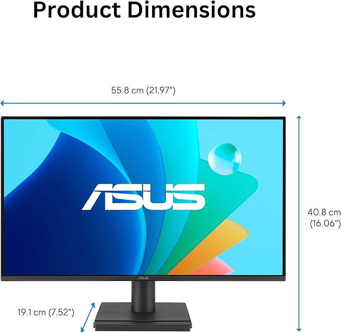 ASUS 24” (23.8-inch viewable) 1080P VA249HG Eye Care Monitor – IPS, Full HD, 99% sRGB, Frameless, 120Hz, Adaptive-Sync, 1ms, HDMI, VGA, Low Blue Light, Flicker Free, Wall Mountable, 3 yr Warranty