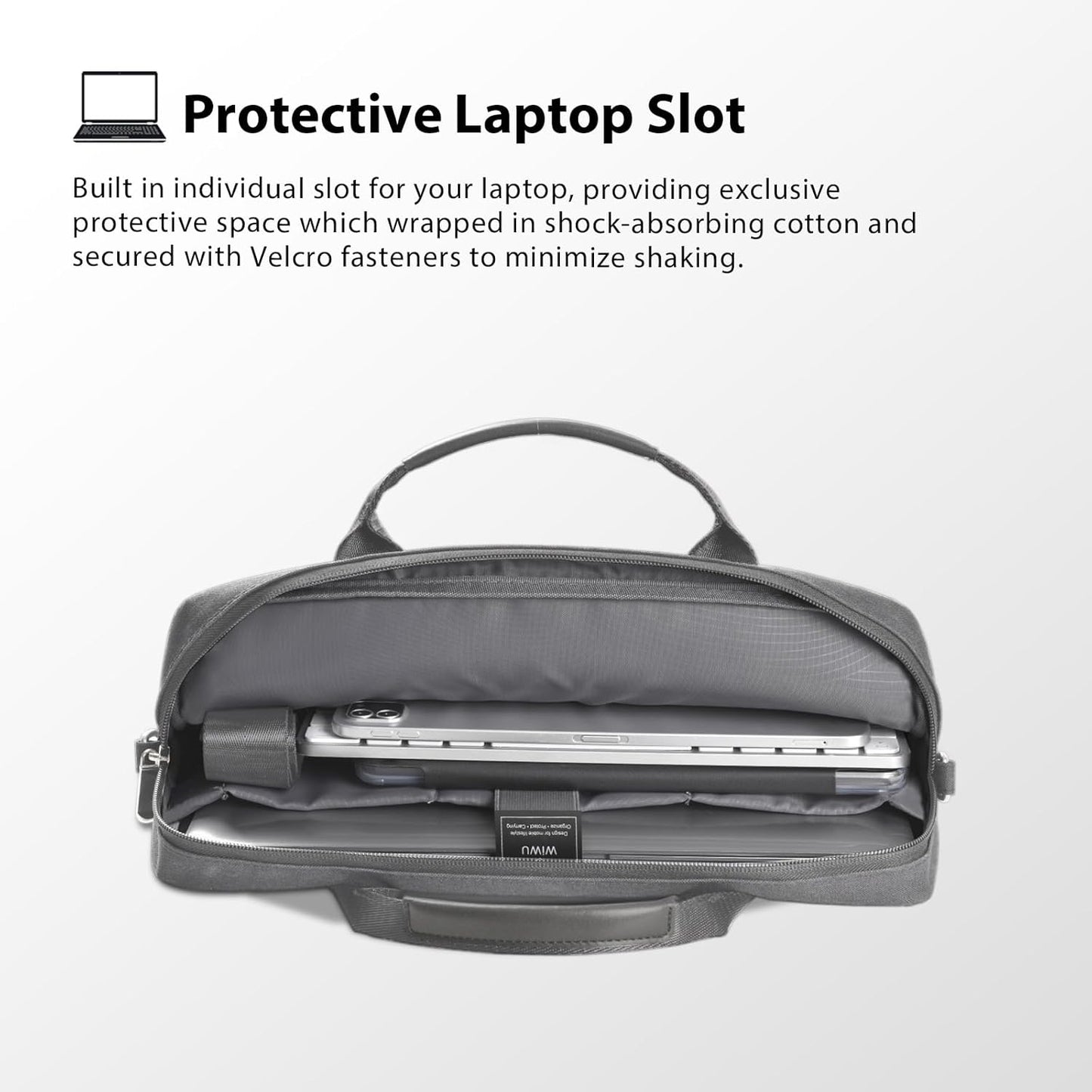 WIWU 14 Inch Laptop Bag for Men Women, Water-Resistant Laptop Case with Shoulder Strap Messenger Work Bag for Business Travel Compatible with MacBook Air Pro/Dell XPS/HP Envy/Microsoft Surface(Grey)