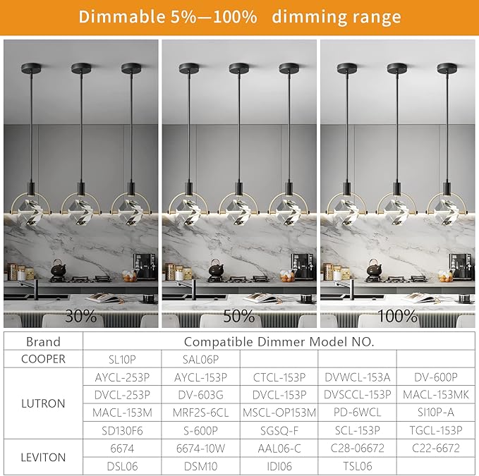 Pendant Ceiling Light Fixture for Kitchen Island, Dimmable Modern Integrated LED Hanging Light, Crystal Pendant Light in Black Gold Finish, Bedroom, Dining Room (1-Lights)