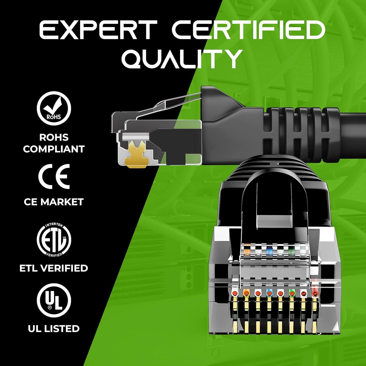 GEARIT 24-Pack, Cat5e Ethernet Patch Cable 3 Feet - Snagless RJ45 Computer LAN Network Cord, Black