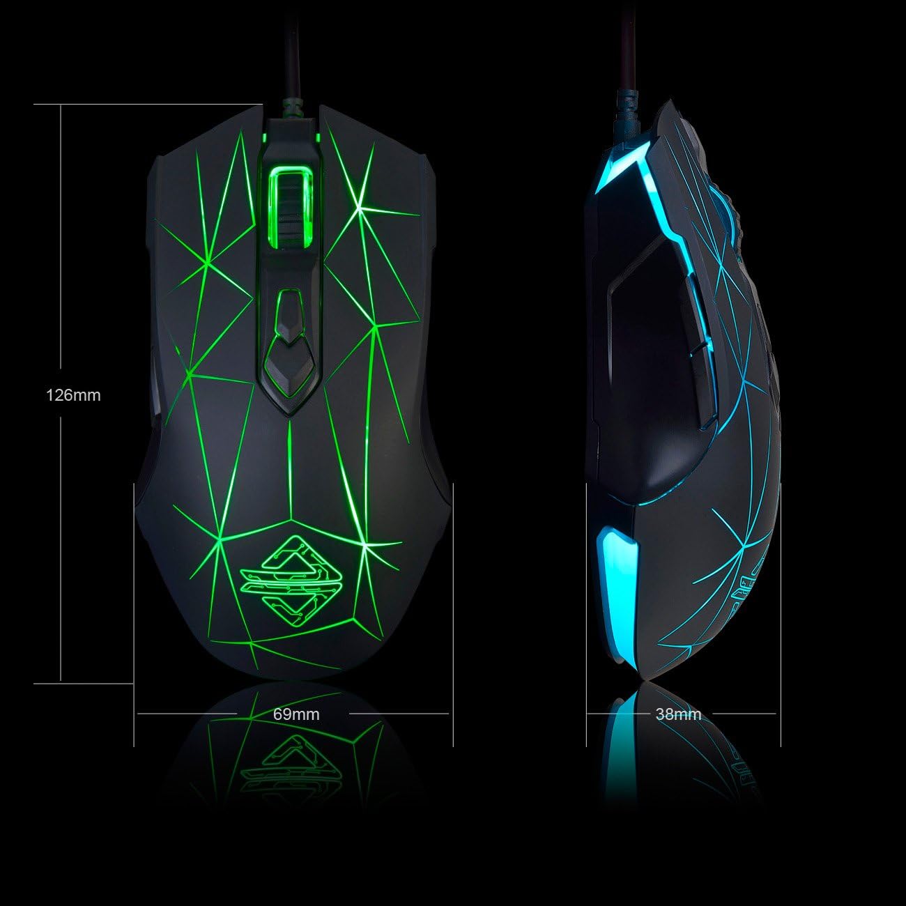 FIRSTBLOOD ONLY GAME. AJ52 Watcher RGB Gaming Mouse, Programmable 7 Buttons, Ergonomic LED Backlit USB Gamer Mice Computer Laptop PC, for Windows Mac OS Linux, Star Black